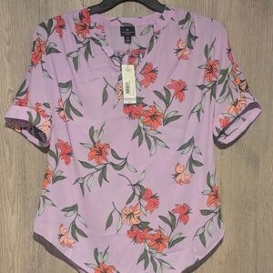 Worthington Purple Floral Blouse